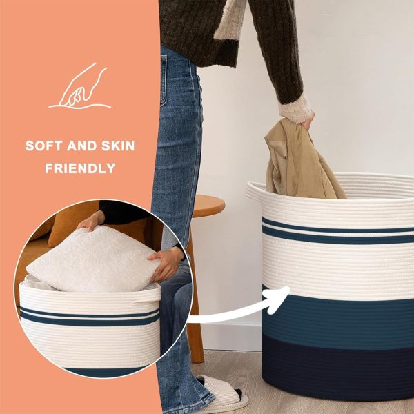 OIAHOMY 80L Laundry Baskets Hamper with Handles,Decorative Basket for Living room,Woven Storage Basket for Toys Bin,Pillows, Blankets,Clothes-20x18in-Gradient Yellow - Image 34