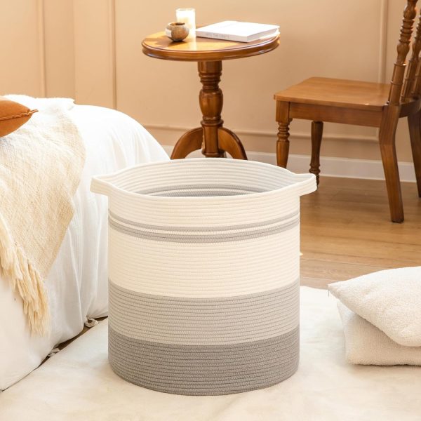 OIAHOMY 80L Laundry Baskets Hamper with Handles,Decorative Basket for Living room,Woven Storage Basket for Toys Bin,Pillows, Blankets,Clothes-20x18in-Gradient Yellow - Image 46