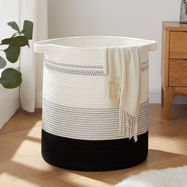 OIAHOMY 80L Laundry Baskets Hamper with Handles,Decorative Basket for Living room,Woven Storage Basket for Toys Bin,Pillows, Blankets,Clothes-20x18in-Gradient Yellow - Image 49
