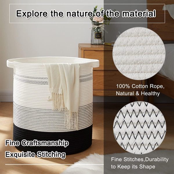 OIAHOMY 80L Laundry Baskets Hamper with Handles,Decorative Basket for Living room,Woven Storage Basket for Toys Bin,Pillows, Blankets,Clothes-20x18in-Gradient Yellow - Image 51