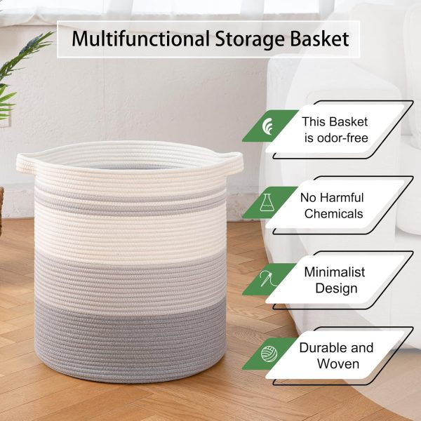 OIAHOMY 80L Laundry Baskets Hamper with Handles,Decorative Basket for Living room,Woven Storage Basket for Toys Bin,Pillows, Blankets,Clothes-20x18in-Gradient Yellow - Image 60