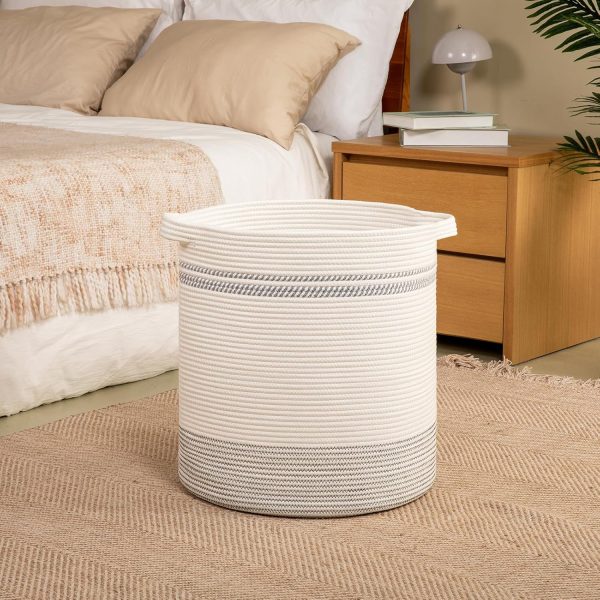 OIAHOMY 80L Laundry Baskets Hamper with Handles,Decorative Basket for Living room,Woven Storage Basket for Toys Bin,Pillows, Blankets,Clothes-20x18in-Gradient Yellow - Image 64