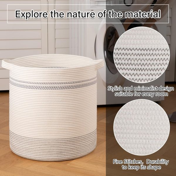OIAHOMY 80L Laundry Baskets Hamper with Handles,Decorative Basket for Living room,Woven Storage Basket for Toys Bin,Pillows, Blankets,Clothes-20x18in-Gradient Yellow - Image 65