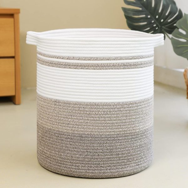 OIAHOMY 80L Laundry Baskets Hamper with Handles,Decorative Basket for Living room,Woven Storage Basket for Toys Bin,Pillows, Blankets,Clothes-20x18in-Gradient Yellow - Image 69