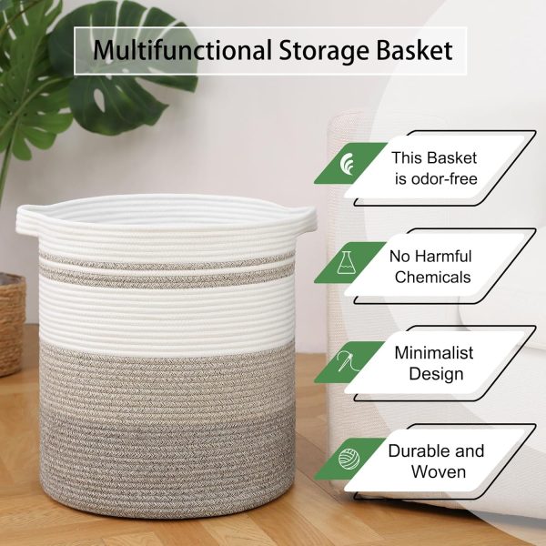 OIAHOMY 80L Laundry Baskets Hamper with Handles,Decorative Basket for Living room,Woven Storage Basket for Toys Bin,Pillows, Blankets,Clothes-20x18in-Gradient Yellow - Image 73