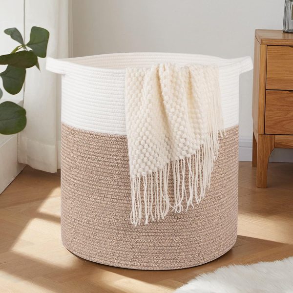 OIAHOMY 80L Laundry Baskets Hamper with Handles,Decorative Basket for Living room,Woven Storage Basket for Toys Bin,Pillows, Blankets,Clothes-20x18in-Gradient Yellow - Image 76