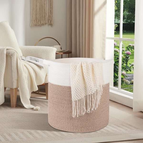 OIAHOMY 80L Laundry Baskets Hamper with Handles,Decorative Basket for Living room,Woven Storage Basket for Toys Bin,Pillows, Blankets,Clothes-20x18in-Gradient Yellow - Image 77