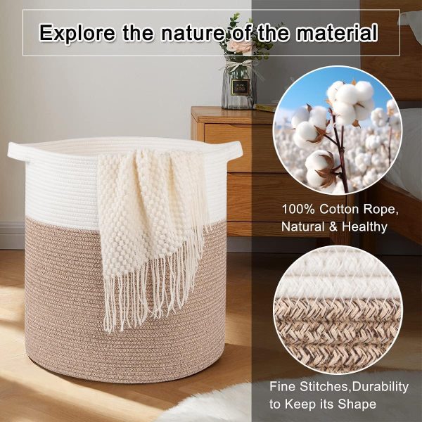 OIAHOMY 80L Laundry Baskets Hamper with Handles,Decorative Basket for Living room,Woven Storage Basket for Toys Bin,Pillows, Blankets,Clothes-20x18in-Gradient Yellow - Image 80