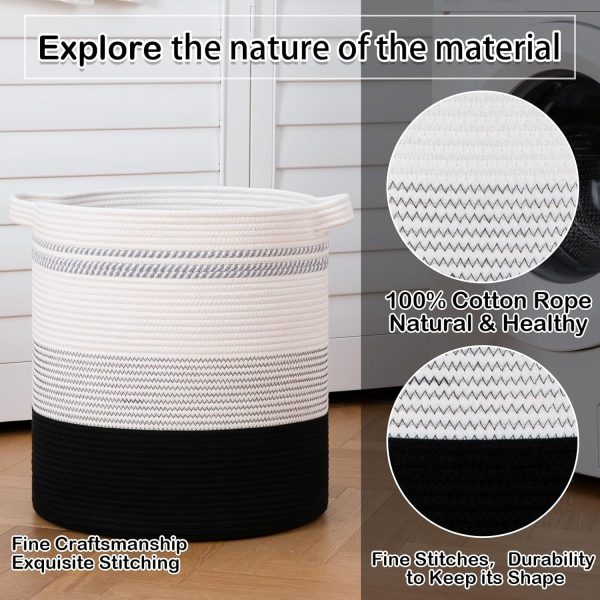 OIAHOMY 80L Laundry Baskets Hamper with Handles,Decorative Basket for Living room,Woven Storage Basket for Toys Bin,Pillows, Blankets,Clothes-20x18in-Gradient Yellow - Image 89