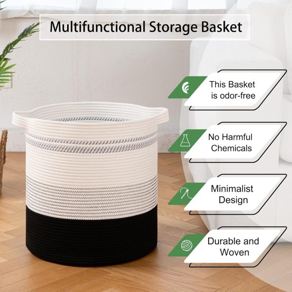 OIAHOMY 80L Laundry Baskets Hamper with Handles,Decorative Basket for Living room,Woven Storage Basket for Toys Bin,Pillows, Blankets,Clothes-20x18in-Gradient Yellow - Image 90