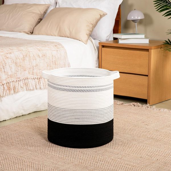 OIAHOMY 80L Laundry Baskets Hamper with Handles,Decorative Basket for Living room,Woven Storage Basket for Toys Bin,Pillows, Blankets,Clothes-20x18in-Gradient Yellow - Image 91