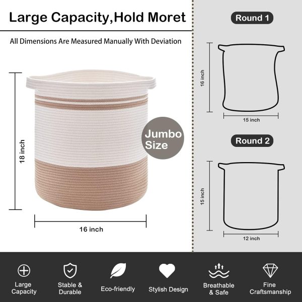 OIAHOMY 80L Laundry Baskets Hamper with Handles,Decorative Basket for Living room,Woven Storage Basket for Toys Bin,Pillows, Blankets,Clothes-20x18in-Gradient Yellow - Image 95
