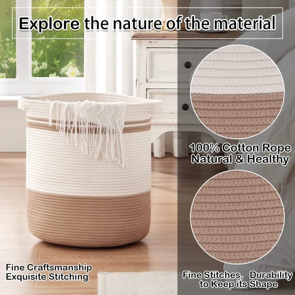 OIAHOMY 80L Laundry Baskets Hamper with Handles,Decorative Basket for Living room,Woven Storage Basket for Toys Bin,Pillows, Blankets,Clothes-20x18in-Gradient Yellow - Image 96