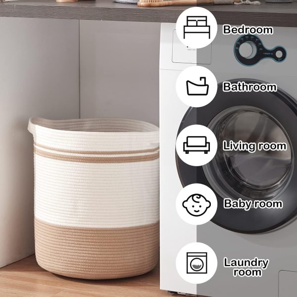 OIAHOMY 80L Laundry Baskets Hamper with Handles,Decorative Basket for Living room,Woven Storage Basket for Toys Bin,Pillows, Blankets,Clothes-20x18in-Gradient Yellow - Image 97