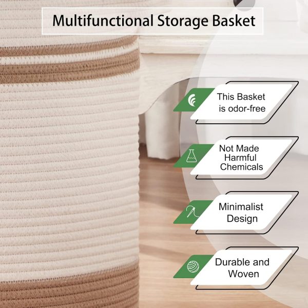 OIAHOMY 80L Laundry Baskets Hamper with Handles,Decorative Basket for Living room,Woven Storage Basket for Toys Bin,Pillows, Blankets,Clothes-20x18in-Gradient Yellow - Image 98
